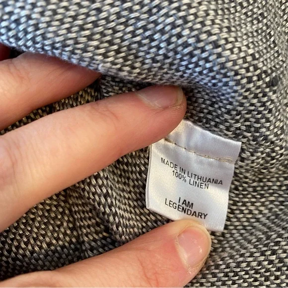 Flax Back Slit Tee women’s large 100% Linen Shirt gray oversized short sleeve - Picture 10 of 13